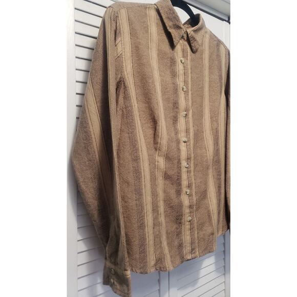 Columbia Casual Button-up Shirt Women's Size Large Striped Floral Long Sleeve - Picture 4 of 11